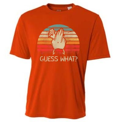 Retro Vintage Guess What Chicken Butt Funny Gift Cooling Performance Crew T-Shirt