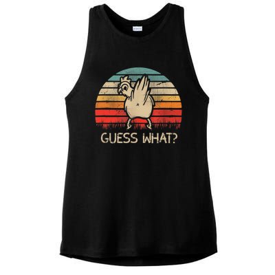 Retro Vintage Guess What Chicken Butt Funny Gift Ladies PosiCharge Tri-Blend Wicking Tank