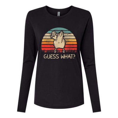 Retro Vintage Guess What Chicken Butt Funny Gift Womens Cotton Relaxed Long Sleeve T-Shirt