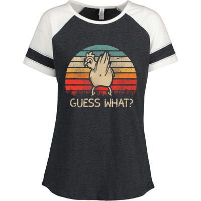 Retro Vintage Guess What Chicken Butt Funny Gift Enza Ladies Jersey Colorblock Tee