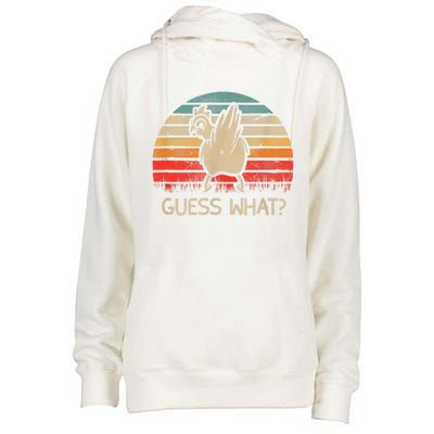 Retro Vintage Guess What Chicken Butt Funny Gift Womens Funnel Neck Pullover Hood