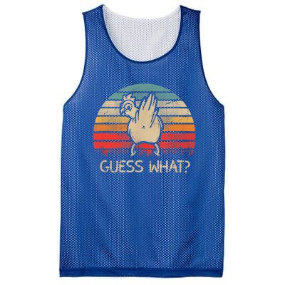 Retro Vintage Guess What Chicken Butt Funny Gift Mesh Reversible Basketball Jersey Tank