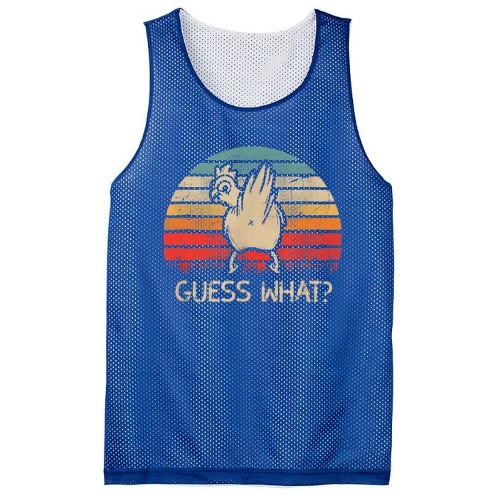 Retro Vintage Guess What Chicken Butt Funny Gift Mesh Reversible Basketball Jersey Tank