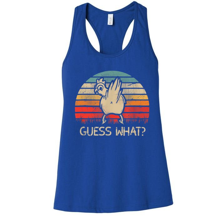 Retro Vintage Guess What Chicken Butt Funny Gift Women's Racerback Tank