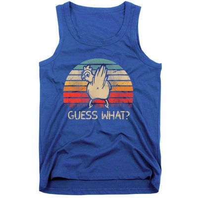 Retro Vintage Guess What Chicken Butt Funny Gift Tank Top