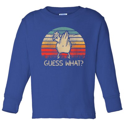 Retro Vintage Guess What Chicken Butt Funny Gift Toddler Long Sleeve Shirt