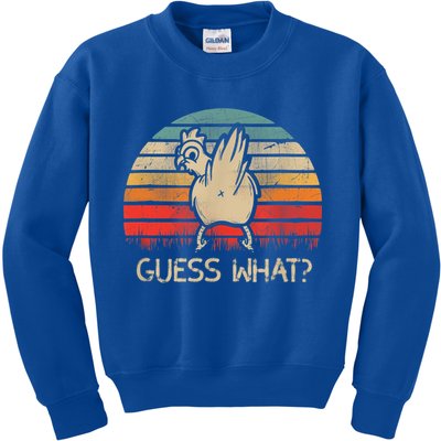 Retro Vintage Guess What Chicken Butt Funny Gift Kids Sweatshirt