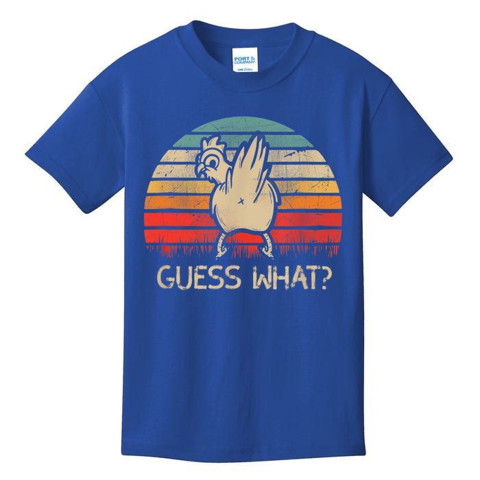 Retro Vintage Guess What Chicken Butt Funny Gift Kids T-Shirt