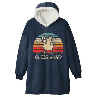 Retro Vintage Guess What Chicken Butt Funny Gift Hooded Wearable Blanket