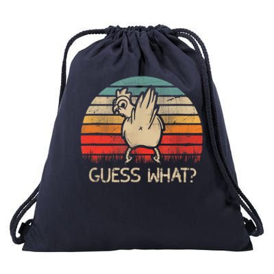 Retro Vintage Guess What Chicken Butt Funny Gift Drawstring Bag