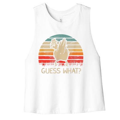 Retro Vintage Guess What Chicken Butt Funny Gift Women's Racerback Cropped Tank