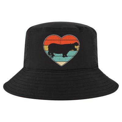 Retro Vintage Hippo Heart Valentine Gift Cute Cool Comfort Performance Bucket Hat