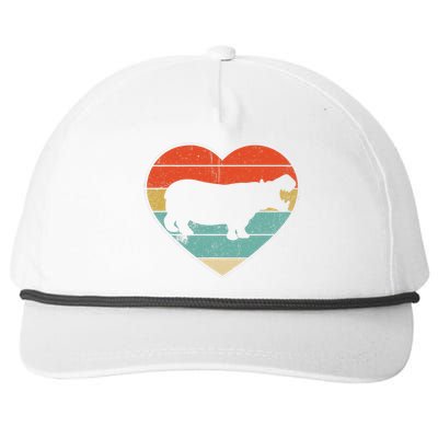 Retro Vintage Hippo Heart Valentine Gift Cute Snapback Five-Panel Rope Hat