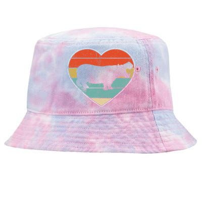 Retro Vintage Hippo Heart Valentine Gift Cute Tie-Dyed Bucket Hat