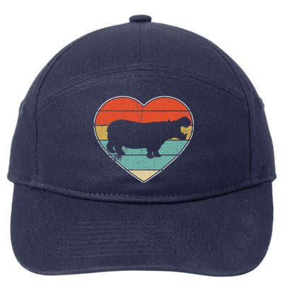 Retro Vintage Hippo Heart Valentine Gift Cute 7-Panel Snapback Hat