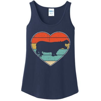 Retro Vintage Hippo Heart Valentine Gift Cute Ladies Essential Tank