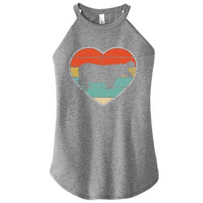 Retro Vintage Hippo Heart Valentine Gift Cute Women’s Perfect Tri Rocker Tank