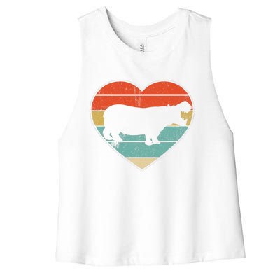 Retro Vintage Hippo Heart Valentine Gift Cute Women's Racerback Cropped Tank