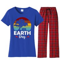 Retro Vintage Happy Earth Day Save Our Planet Environt Meaningful Gift Women's Flannel Pajama Set