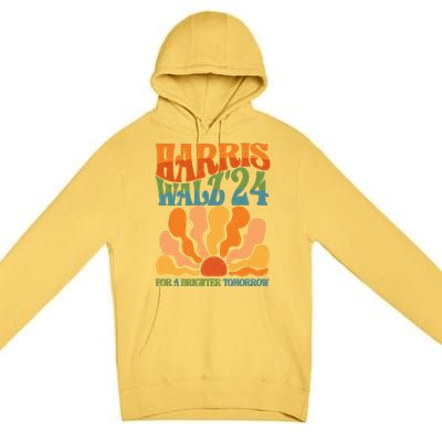 Retro Vintage Harris Walz For A Brighter Future 2024 Election Premium Pullover Hoodie