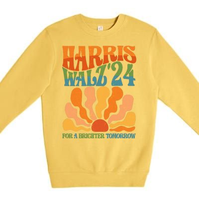 Retro Vintage Harris Walz For A Brighter Future 2024 Election Premium Crewneck Sweatshirt