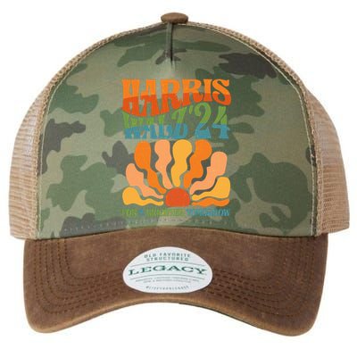 Retro Vintage Harris Walz For A Brighter Future 2024 Election Legacy Tie Dye Trucker Hat