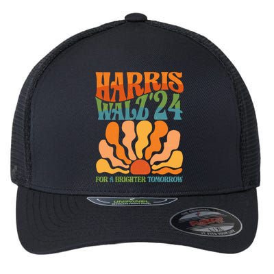 Retro Vintage Harris Walz For A Brighter Future 2024 Election Flexfit Unipanel Trucker Cap