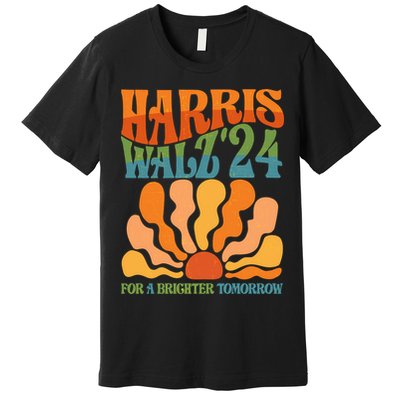 Retro Vintage Harris Walz For A Brighter Future 2024 Election Premium T-Shirt