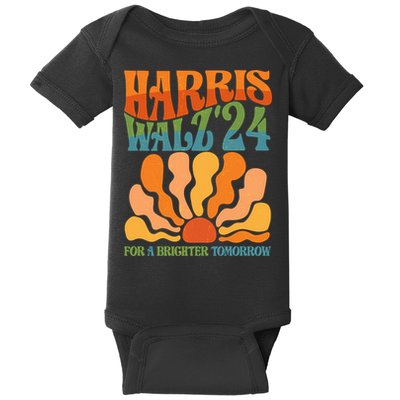 Retro Vintage Harris Walz For A Brighter Future 2024 Election Baby Bodysuit