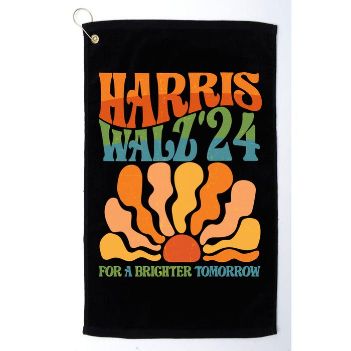 Retro Vintage Harris Walz For A Brighter Future 2024 Election Golf Towel