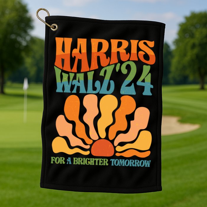 Retro Vintage Harris Walz For A Brighter Future 2024 Election Golf Towel