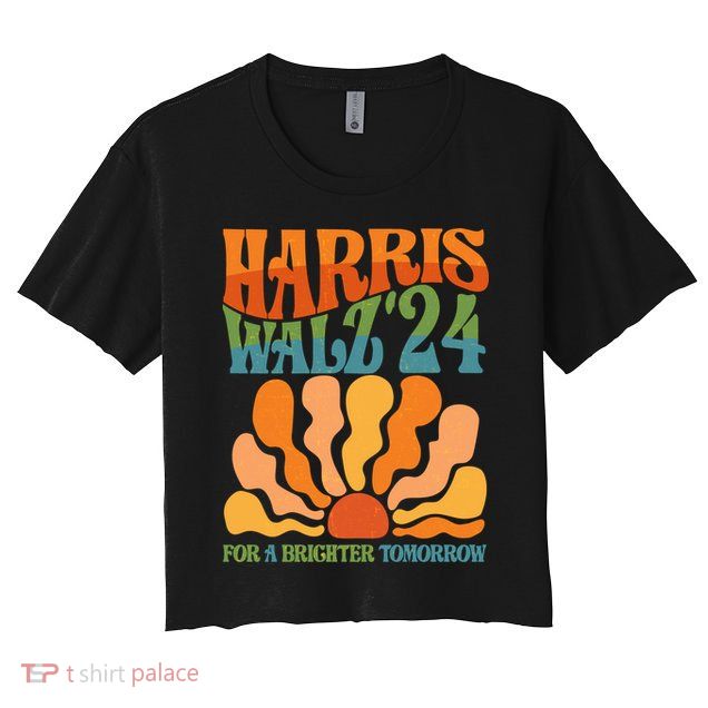 Retro Vintage Harris Walz For A Brighter Future 2024 Election Crop Top