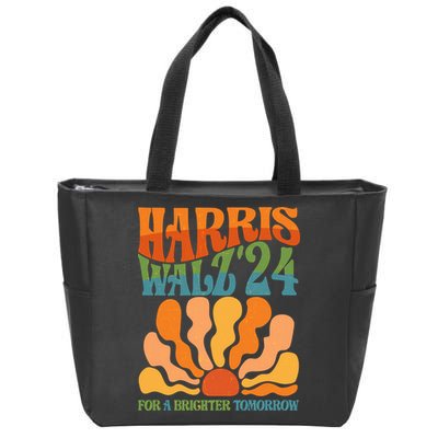 Retro Vintage Harris Walz For A Brighter Future 2024 Election Zip Tote Bag