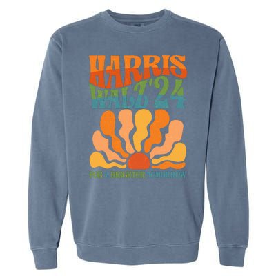 Retro Vintage Harris Walz For A Brighter Future 2024 Election Garment-Dyed Sweatshirt