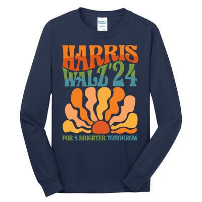 Retro Vintage Harris Walz For A Brighter Future 2024 Election Tall Long Sleeve T-Shirt