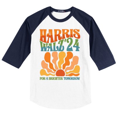 Retro Vintage Harris Walz For A Brighter Future 2024 Election Baseball Sleeve Shirt