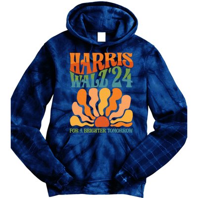 Retro Vintage Harris Walz For A Brighter Future 2024 Election Tie Dye Hoodie