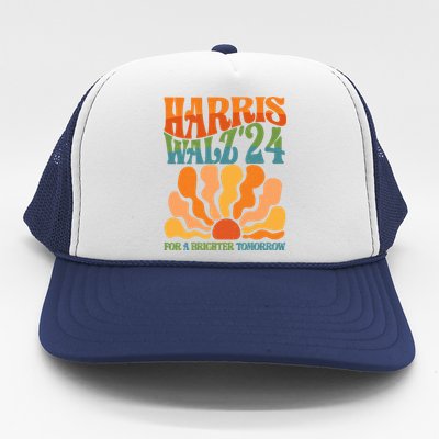 Retro Vintage Harris Walz For A Brighter Future 2024 Election Trucker Hat