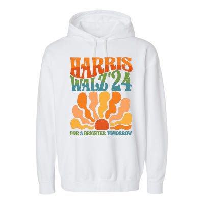 Retro Vintage Harris Walz For A Brighter Future 2024 Election Garment-Dyed Fleece Hoodie