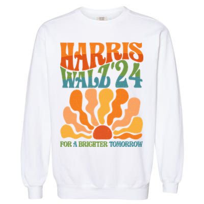 Retro Vintage Harris Walz For A Brighter Future 2024 Election Garment-Dyed Sweatshirt