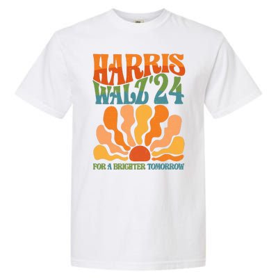 Retro Vintage Harris Walz For A Brighter Future 2024 Election Garment-Dyed Heavyweight T-Shirt