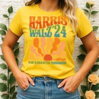 Retro Vintage Harris Walz For A Brighter Future 2024 Election Womens T-Shirt