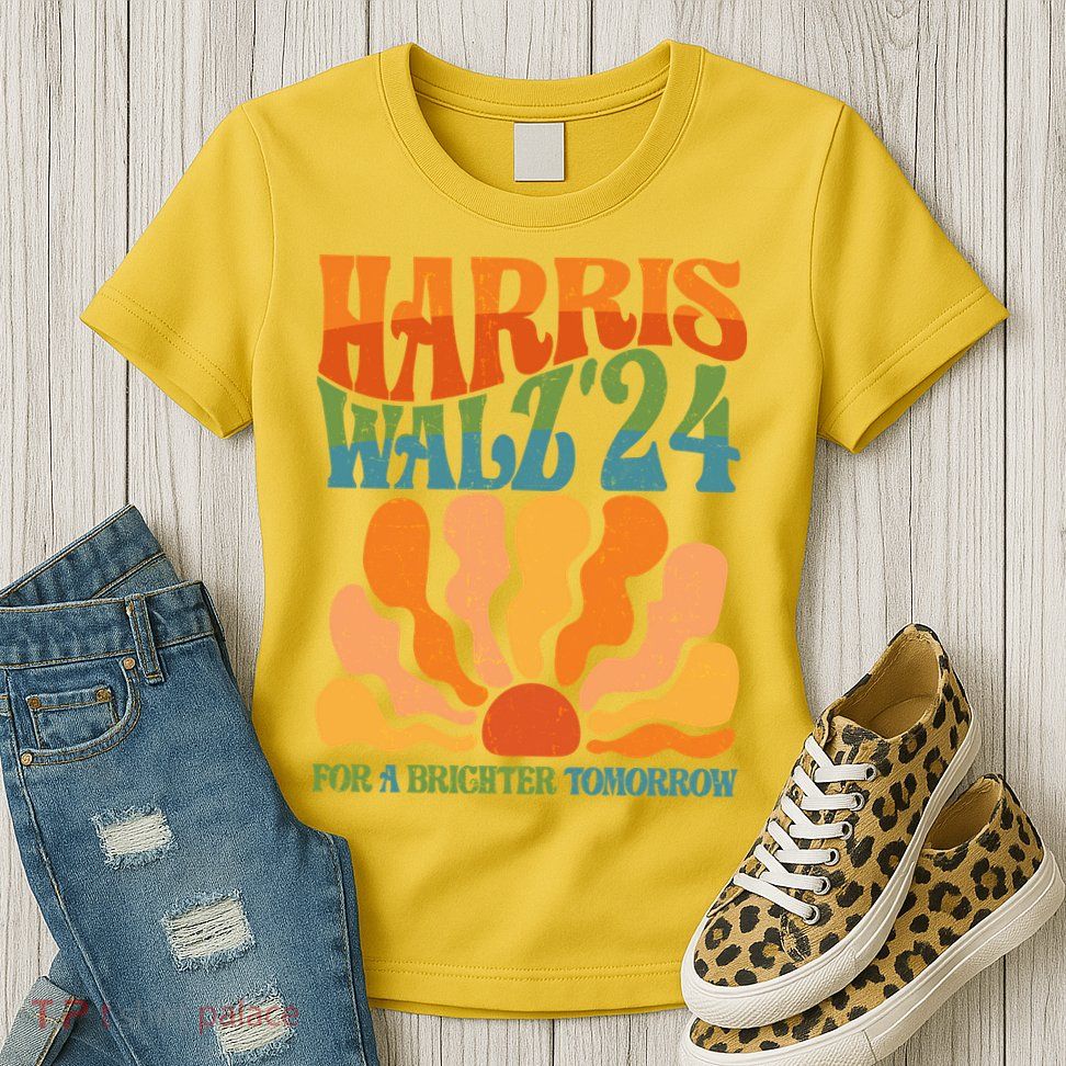 Retro Vintage Harris Walz For A Brighter Future 2024 Election Womens T-Shirt