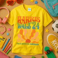Retro Vintage Harris Walz For A Brighter Future 2024 Election Kids T-Shirt