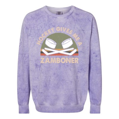 Retro Vintage Hockey Gives Me A Zamboner Cool Gift Colorblast Crewneck Sweatshirt