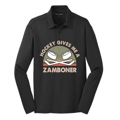 Retro Vintage Hockey Gives Me A Zamboner Cool Gift Silk Touch Performance Long Sleeve Polo