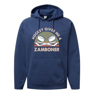 Retro Vintage Hockey Gives Me A Zamboner Cool Gift Performance Fleece Hoodie