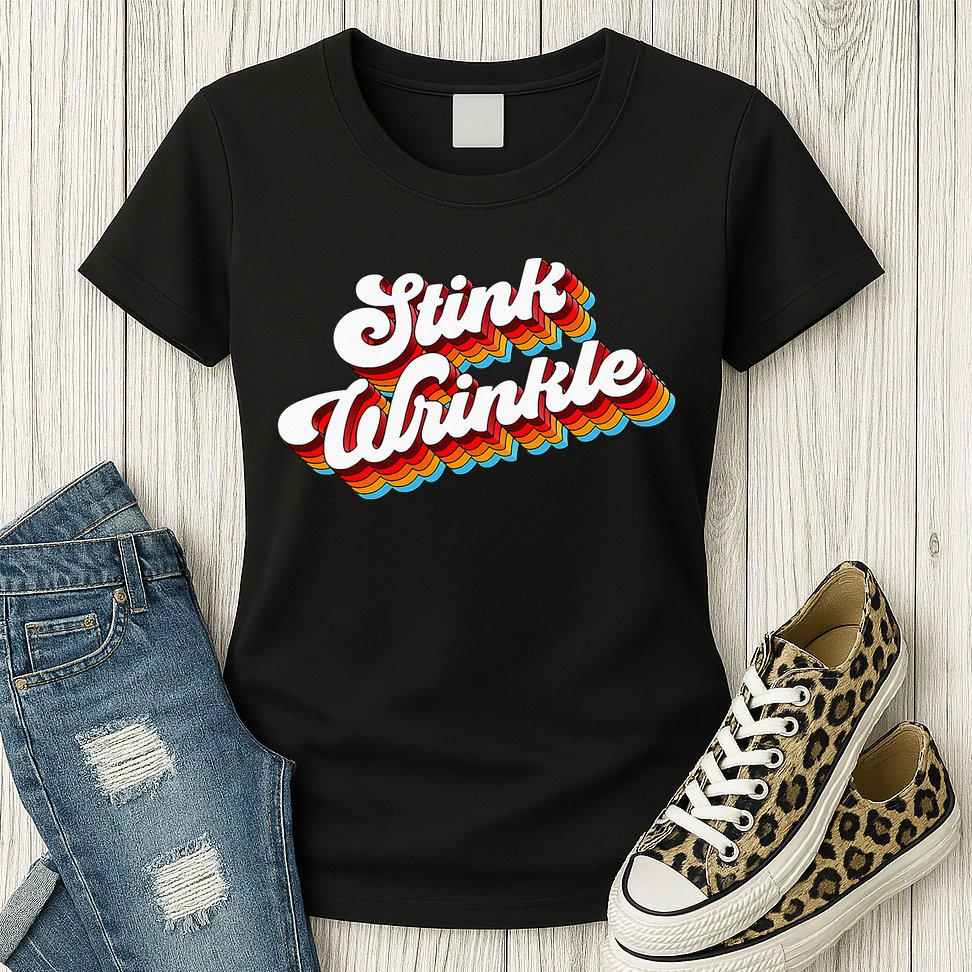 Retro Vintage Humor Stink Wrinkle Womens T-Shirt
