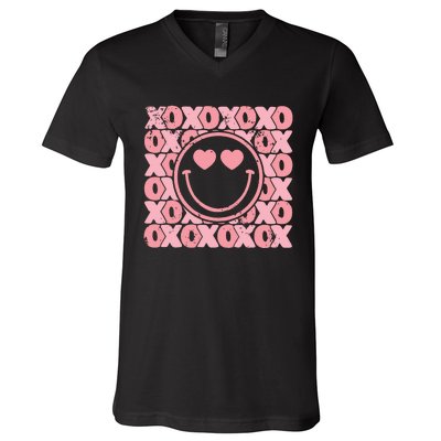 Retro Valentine Heart Xoxo V-Neck T-Shirt