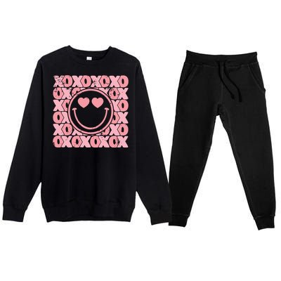 Retro Valentine Heart Xoxo Premium Crewneck Sweatsuit Set